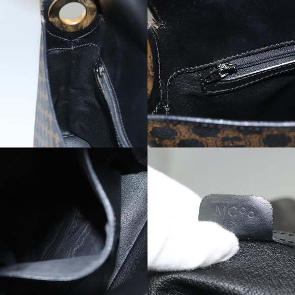 CELINE Macadam Canvas Shoulder Bag Pvc Leather Black Gold - Picture 12 of 12